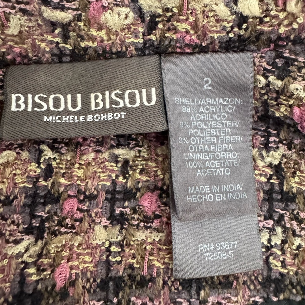 Bisou Bisou Tweet Blazer jacket Michele Bohbot multi colored fringe - Picture 9 of 9